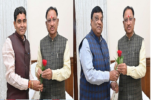 मुख्यमंत्री श्री विष्णु देव साय से राजस्व मंत्री श्री टंकराम वर्मा और श्री नारायण चंदेल ने राज्य अतिथि गृह पहुना में सौजन्य भेंट कर दी नववर्ष की बधाई