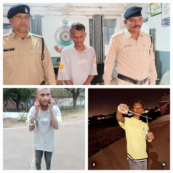 इंस्टाग्राम में चाकू के साथ फोटो अपलोड करने वाले जे पवन उर्फ ब्रूसली को छावनी पुलिस ने गिरफ्तार किया