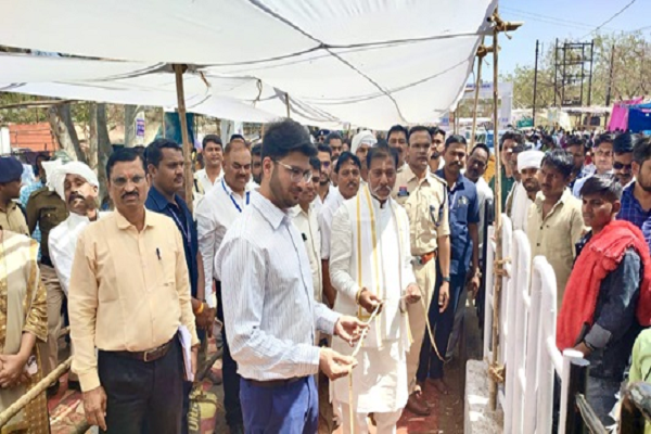 गिरौदपुरी मेला परिसर में शेड निर्माण हेतु किया गया नाप -जोख क़ा कार्य