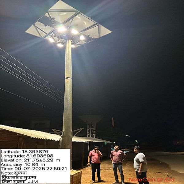विष्णु के सुशासन में सोलर हाई मास्ट से रोशन हो रहा सुकमा