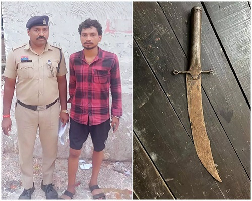 उरला पुलिस की कार्रवाई, तलवार के साथ आदतन बदमाश सन्नी साहू गिरफ्तार