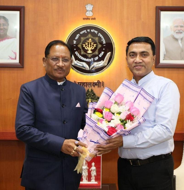 मुख्यमंत्री श्री विष्णुदेव साय ने गोवा के मुख्यमंत्री डॉ. प्रमोद सावंत से की सौजन्य भेंट      