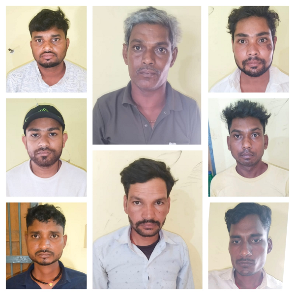 जुंवे की सजी महफ़िल में आ धमकी पुलिस 8 जुआरी गिरफ्तार*