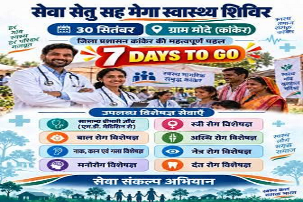 जिले में 30 सितंबर से 10 अक्टूबर तक होगा &lsquo;सेवा सेतु सह मेगा स्वास्थ्य शिविर&rsquo; का आयोजन