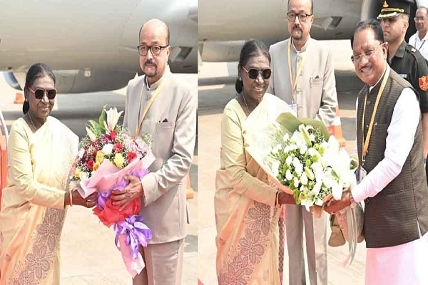 रायपुर पहुंचीं राष्ट्रपति मुर्मु, राज्यपाल-मुख्यमंत्री ने किया स्वागत