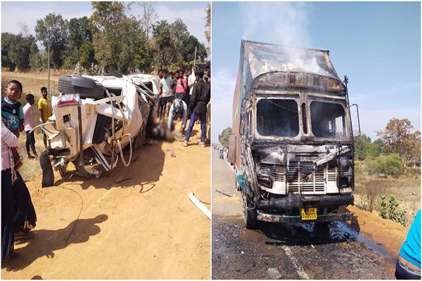 छत्तीसगढ़ में कंटेनर ने बोलेरो को मारी टक्कर&hellip; चार श्रद्धालुओं की मौत, सात घायल