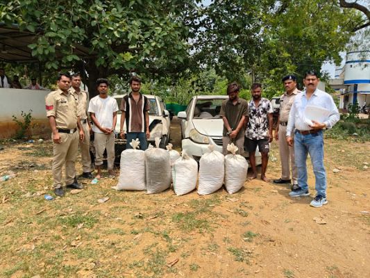 गरियाबंद पुलिस की बड़ी कार्यवाही 01 क्विंटल  56 किलो ग्राम अवैध गांजा मादक पदार्थ के साथ विधि से संघर्षरत बालक सहित 05 अंतर्राज्यीय तस्कर को किया गया गिरफ्तार।