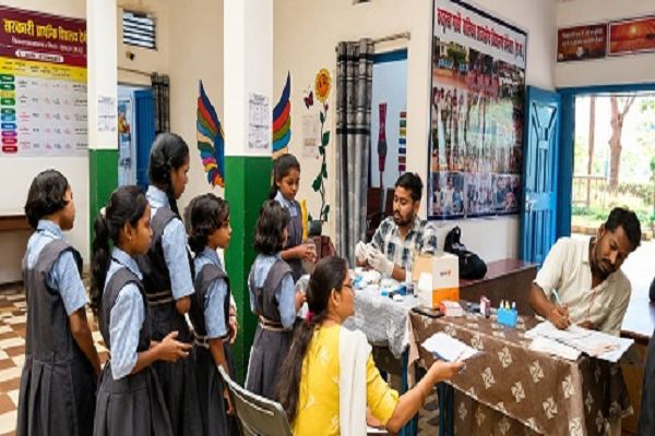 कस्तूरबा गांधी बालिका आवासीय विद्यालय में चिरायु टीम ने किया स्वास्थ्य परीक्षण