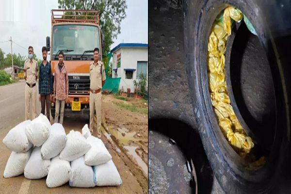 टायर में छिपा रखा था 75 लाख का गांजा, दो तस्कर गिरफ्तार