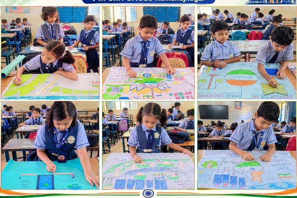  नन्हे हाथों ने रंगों से उकेरी स्वच्छ, हरित, शिक्षित और सशक्त भारत की तस्वीर