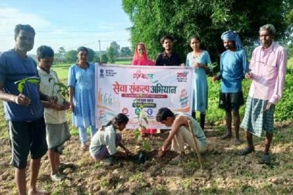 सेवा संकल्प अभियान : ग्राम पंचायत नमना में जनभागीदारी से किया गया पौधरोपण