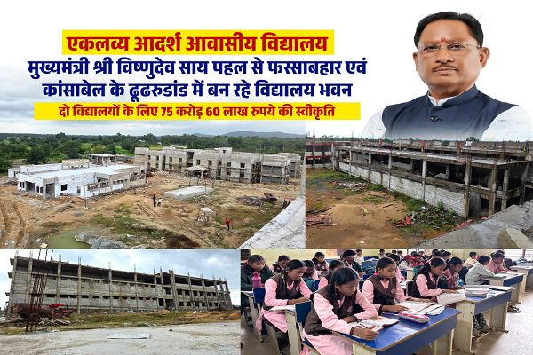 आदिवासी विद्यार्थियों को मिलेंगी आधुनिक शिक्षा और आवासीय सुविधाएं, जशपुर में एकलव्य विद्यालयों के नए भवनों का निर्माण तेज