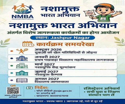 नशामुक्त भारत अभियान अंतर्गत विशेष जागरूकता कार्यक्रमों का होगा आयोजन