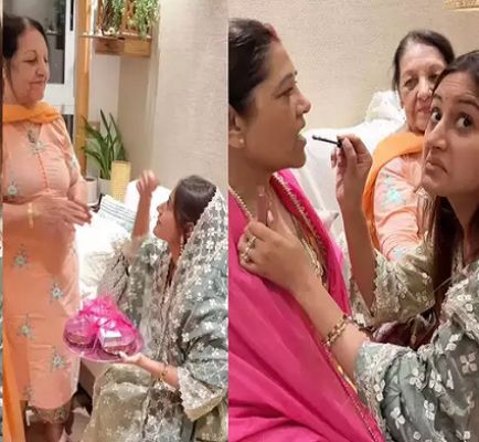 सुरभि चंदना को सरगी में नानी सास से मिला हीरे का कंगन, 'इश्कबाज' की अनिका ने सासू मां को लगाई लिपस्टिक