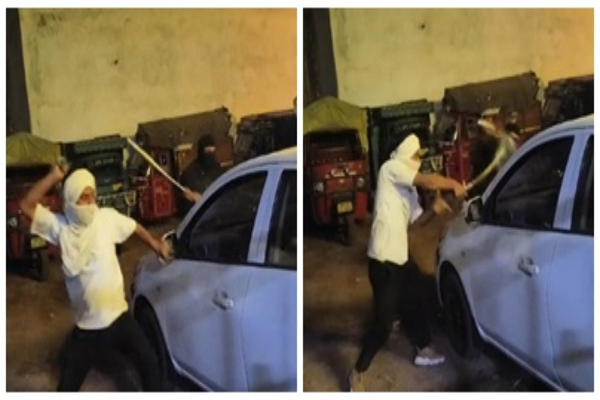राजधानी में बेखौफ बदमाश: तलवार और डंडे से कार में की तोड़फोड़