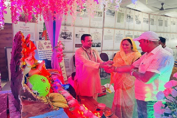 जिला भाजपा कार्यालय में विधि विधान से गणेश पूजन