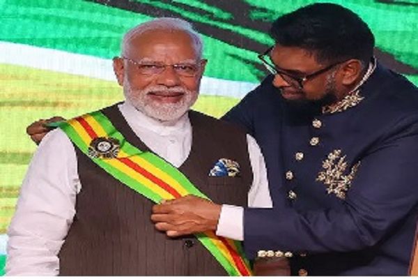 PM को गयाना के सर्वोच्च राष्ट्रीय पुरस्कार, &lsquo;द ऑर्डर ऑफ एक्सीलेंस&rsquo; से सम्मानित