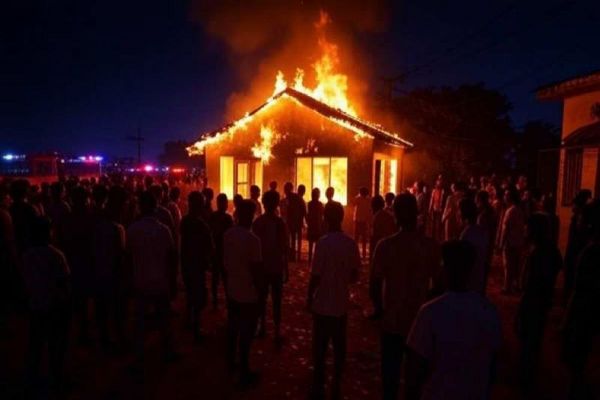 दिव्यांग महिला से रेप, भीड़ ने आरोपी के घर में लगा दी आग